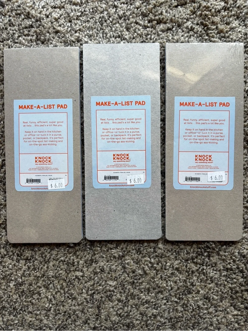 NWT Knock Knock Lot of 4 Notepads 3.5” X 9”